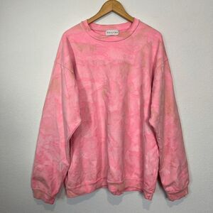 Drifter Pink Tan Tie Dye Crew Neck Pullover Sweatshirt Women's Size XL